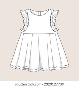 Kindermädchen Ein Kleid, ein Hemdkleid, geflecktes Kleid, Flachskizzengrafik