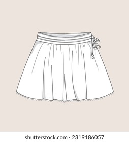 ilustración de boceto plano de falda de niña