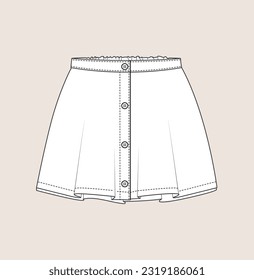 kids, girl skirt flat sketch illustration