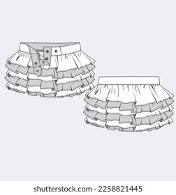 Kids girl skirt style flat sketch illustration