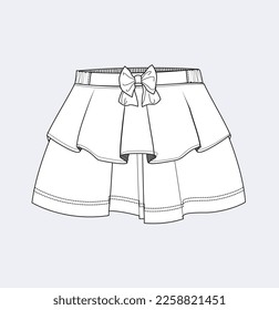 Kids girl skirt style flat sketch illustration