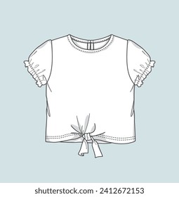 blusa superior de chica con detalles de dibujo plano ilustración