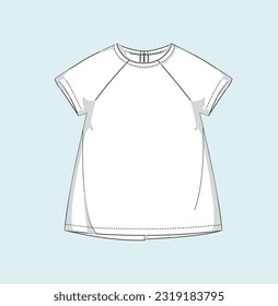 kids, girl t-shirts, woven top, blouse, vest, tee, pullover flat sketch illustration