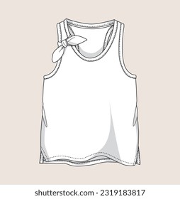 kids, girl t-shirts, woven top, blouse, vest, tee, pullover flat sketch illustration