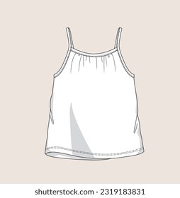 kids, girl t-shirts, woven top, blouse, vest, tee, pullover flat sketch illustration