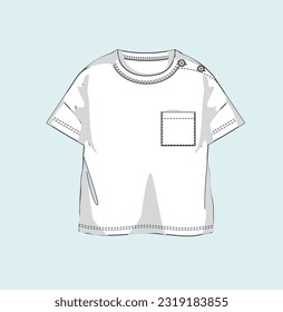 kids, girl t-shirts, woven top, blouse, vest, tee, pullover flat sketch illustration