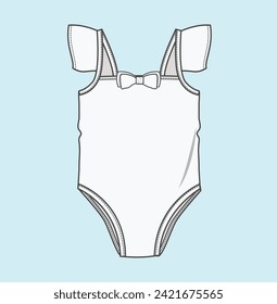 niña, mujer ropa de baño lisa ilustración de sketch de natación pantalones cortos, trajes para el cuerpo, calzoncillos para nadar, trajes de baño, tankinis, bikinis, tops para nadar, monokinis