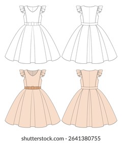 Kids girls birthday party dress design vector illustration