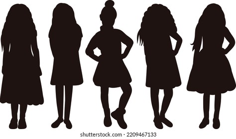 kids girls silhouette on white background isolated vector