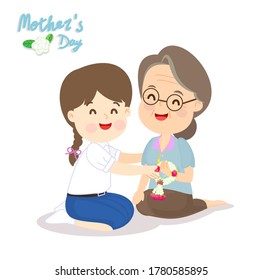 Kids giving Thai Graland for Mother in Mother's Day