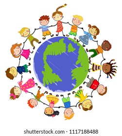 Kids and globe