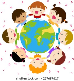 Kids and globe