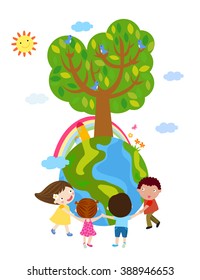 Kids and globe