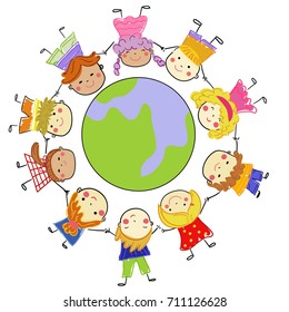 Kids and globe