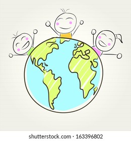 kids and globe concept , vector illustration
