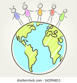 kids and globe concept , vector illustration