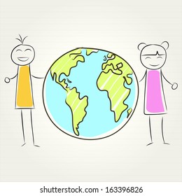 kids and globe concept , vector illustration
