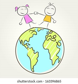 kids and globe concept , vector illustration