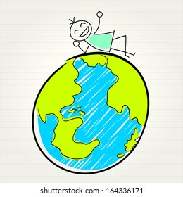kids and globe concept , vector illustration