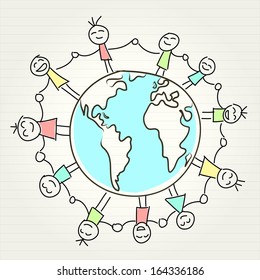 kids and globe concept , vector illustration