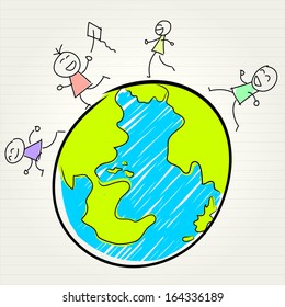 kids and globe concept , vector illustration