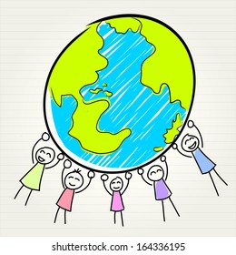 kids and globe concept , vector illustration