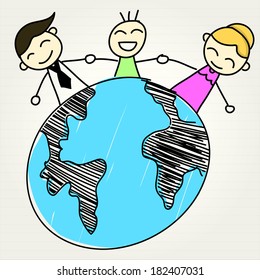 kids and globe concept , vector illustration