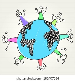 kids and globe concept , vector illustration