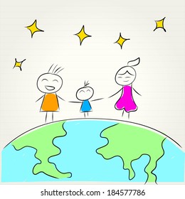 kids and globe concept , vector illustration