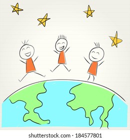 kids and globe concept , vector illustration