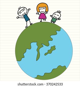 kids and globe concept , vector illustration