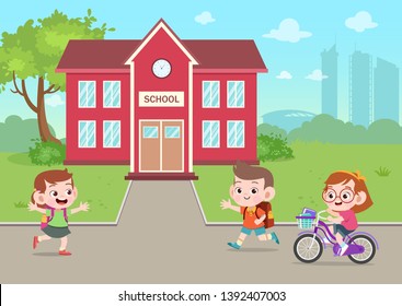 kids go to school vector illustration