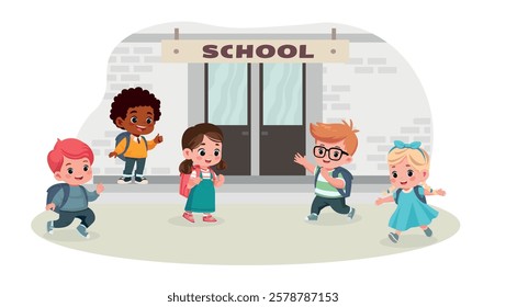 kids go to school vector illustration