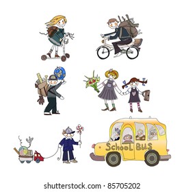 kids going to school