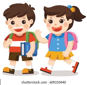 kids going to school with bag pack.