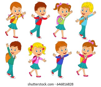 kids are going to school collection,illustration, vector