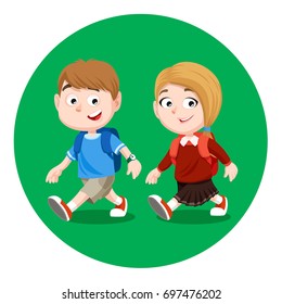 Kids Going to School. Set #2