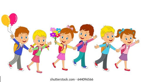 kids are going to school,illustration, vector