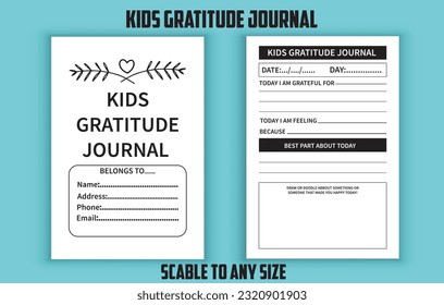 Diario de gratitud para niños. Plantilla de diseño interior de kdp de bajo contenido