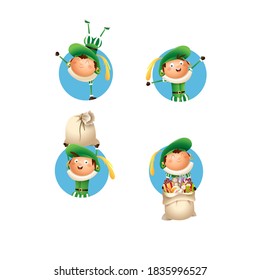 Kids with green costume celebrate Dutch holidays - vector illustration isolated