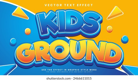 Efecto de estilo de texto editable 3d de Kids Ground con tema de niños felices