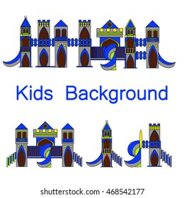 Kids ground vector illustration. Set of graphic flat style colored drawings.