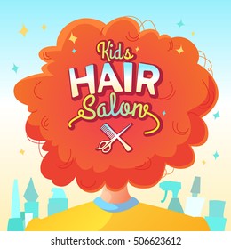 Kids Hair Salon. Vector Illustration And Poster In Cartoon Style