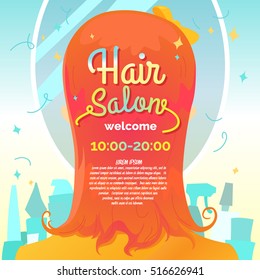 Kids Hair Salon. Vector Illustration And Poster In Cartoon Style