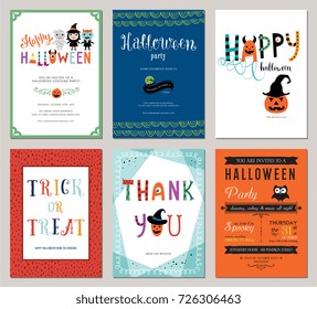 Kids Halloween Cards. Vector illustration.