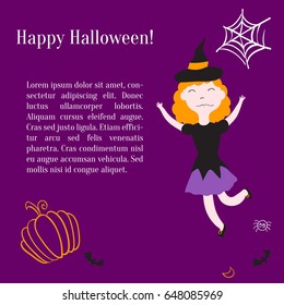 Kids in halloween costumes. Vector illustration