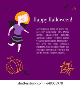 Kids in halloween costumes. Vector illustration