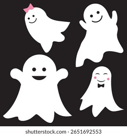 kids halloween ghosts, Cute funny happy spirits , Halloween Character.