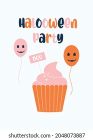 Kids halloween party invitation card vector design