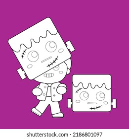 Kids and Halloween Theme Digital Stamp